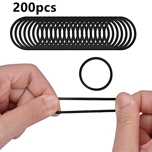 AvoDovA 200 Piezas Mini Gomas de Pelo Banda de Pelo, 2mm Elástica Negra de Cinta sin Metal Suave, Banda de Goma para Coleta, Elásticas Pequeñas Gomas Para el Pelo para Niñas Bebés Mujer Hombres