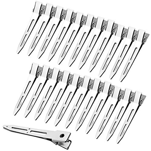 AvoDovA 50 Piezas Pinzas Pelo Peluqueria, 5.5CM Plateada Pinza de Pelo de Alligator Cocodrilo Metal Clip de Pelo, Metal Horquillas de plata, Seccionamiento Clips de Pelo para Peinado pelo Mujere Niña