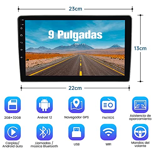 AWESAFE Android 12.0 [2GB+32GB] Radio Coche para Seat Altea XL 2004-2015,Toledo 2004-2009 con Carplay/Android Auto, 9 Pulgadas Pantalla Táctil con WiFi/GPS//RDS/DSP/24Temas, Apoyo Mandos Volante