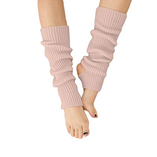 AWOCAN Calentadores de piernas de ballet para niñas, calentadores de piernas de estribo de punto para mujer, calentadores de piernas largos extra suaves para yoga y baile, rosado, (Nudepink), Talla