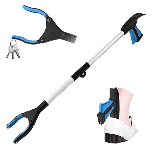 Awsuc Pinza Larga, Alcanzar Objetos 81cm Herramienta de Captura Plegable, Diseño con Imán, Brazo Más Largo para Recoger Basura, para los Viejos, Discapacitados y Trabajadores Sanitarios(Azul)