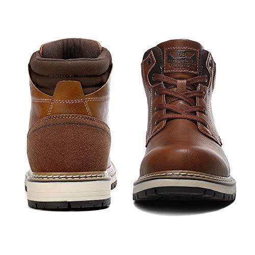 AX BOXING Botas Hombre Invierno Comodos Piel Botines Antideslizante Botas Montaña Aire Libre Zapatos Invierno 41-46 EU (A_Marrón sin pelusa, 45 EU)