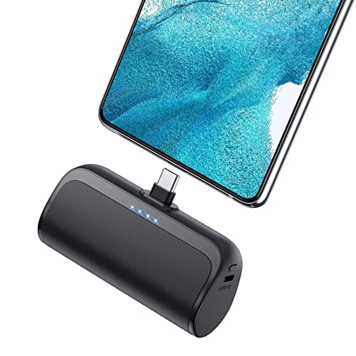 AXNEB USB C Power Bank 5200mAh Mini Batería Externa Carga Rápida PD 3.0 Cargador Portátil Ultraligero Compatible con Samsung Galaxy, Huawei, Xiaomi LG y Android Tipo C Teléfonos - Negro