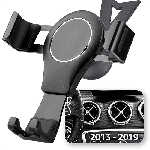 AYADA Soporte Movil Coche para Mercedes Benz GLA/CLA, 360 Rotatable Car Phone Holder Soporte Telefono Gravity Metalico Aluminio Silicio Sturdy HandsFree Nonslip Universal Mercedes Phone Mount(Negro)