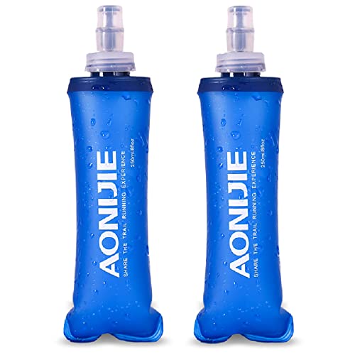 Azarxis Soft Flask Botella de Agua Flexible Blanda Bolsa de Hidratación TPU Deportiva para Correr Senderismo Ciclismo Maratón (2 × 250ml)