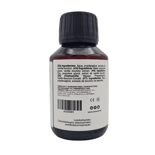 Azucren - Aroma de Vainilla Bourbon - Concentrado para Repostería - Ideal para Postres, Tartas, Bizcochos y Cupcakes - 100 Ml