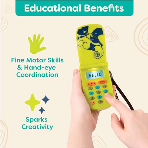 B. toys by Battat BX1749Z Hellophone - Teléfono de juguete para niños pequeños con grabadora de mensajes, color amarillo