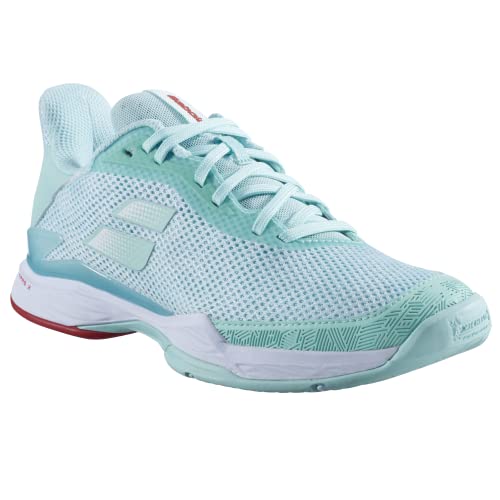 Babolat Mujer Zapatillas de Tenis Jet Tere All Court-Maintentien, Amorti-Tecnología Activa Flexión-Suela Transpirable Ortholite-Marca Francesa-YUCCA/White, 40,5 EU, yuca Blanca, 39 EU