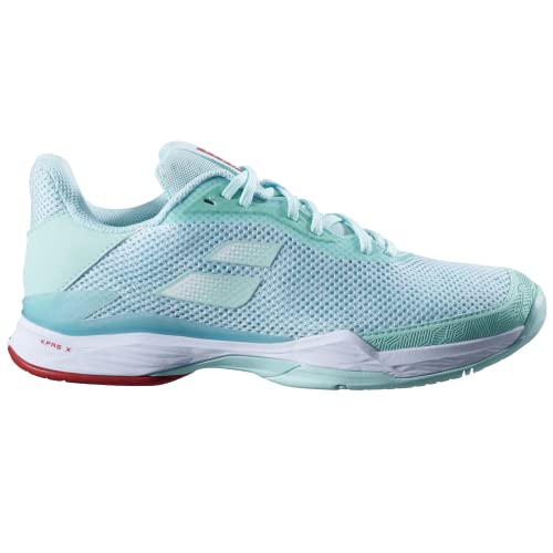 Babolat Mujer Zapatillas de Tenis Jet Tere All Court-Maintentien, Amorti-Tecnología Activa Flexión-Suela Transpirable Ortholite-Marca Francesa-YUCCA/White, 40,5 EU, yuca Blanca, 39 EU