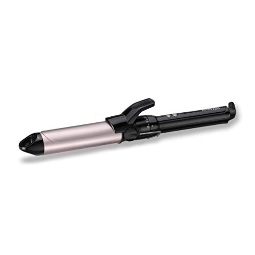 BaByliss C332E Tenacilla de pelo de 32 mm, 10 ajustes de temperatura, moldeador de pelo, cable profesional giratorio, recubrimiento Sublim Touch con punta fría de agarre, Color Negro y Rosa