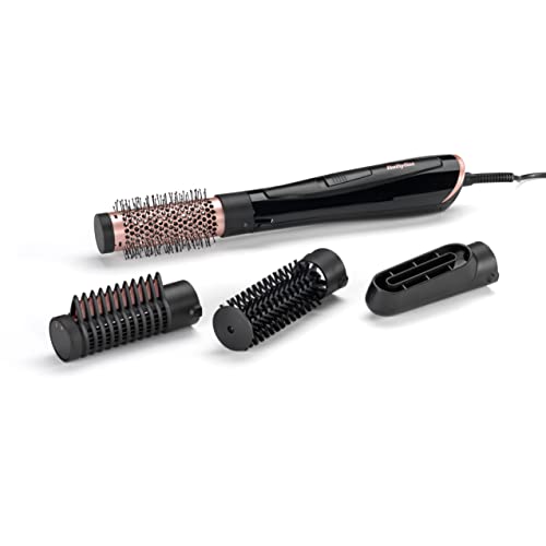 BaByliss Cepillo de Aire Caliente Perfect Finish AS126E, 1000 W, 4 cabezales intercambiables, Seca, Moldea, Alisa, Volumen, Tecnología Iónico, Pelo suave, Brillante y sin encrespamiento