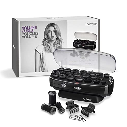 BaByliss RS035E Set de rulos térmicos de cerámica 20 rulos, 8 grandes de 32 mm, 6 medianos de 26mm, 6 pequeños de 19mm, 10 pinzas grandes, 20 horquillas para ondas y rizos duraderos y con volumen