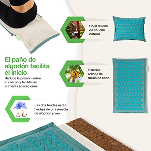 BACKLAxx ® Set de esterilla acupresion – Para la relajación de espalda, cuello, hombros y pies – Alfombra acupresion contra la tensión