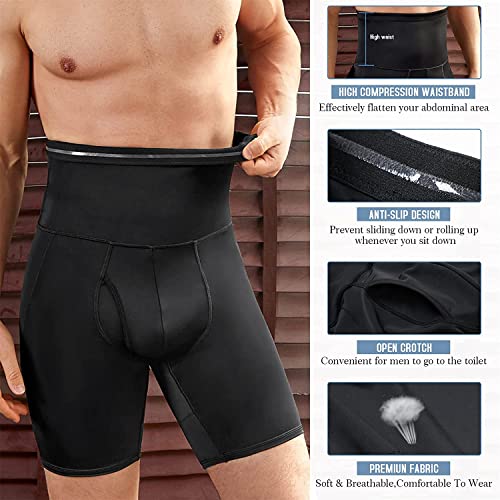 Bafully Calzoncillos Faja Hombre Boxer Pantalon Faja Reductora Hombre Cintura Alta Pantalones con Relleno Braga Control Barriga Ropa Interior Fitness Running