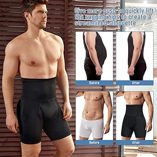 Bafully Calzoncillos Faja Hombre Boxer Pantalon Faja Reductora Hombre Cintura Alta Pantalones con Relleno Braga Control Barriga Ropa Interior Fitness Running