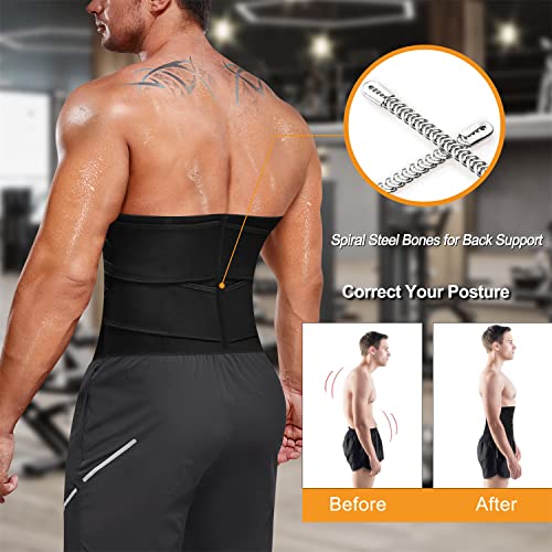 Bafully Faja Reductoras Hombre adelgazantes Cinturón Lumbar Abdominal Neopreno Cintura Entrenador Sauna para Fitness Deporte