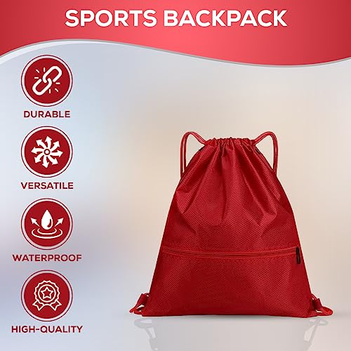 BAGNU - Mochila Deportiva Cuerdas - Bolsa Deporte - Mochila Tela Cuerdas - Saco Unisex - Bolsa Gimnasio - Color Rojo -