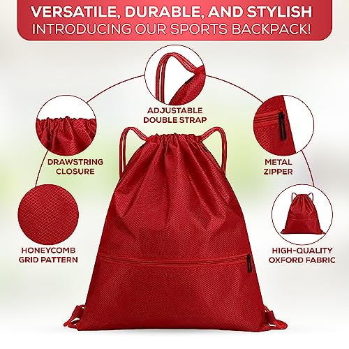 BAGNU - Mochila Deportiva Cuerdas - Bolsa Deporte - Mochila Tela Cuerdas - Saco Unisex - Bolsa Gimnasio - Color Rojo -