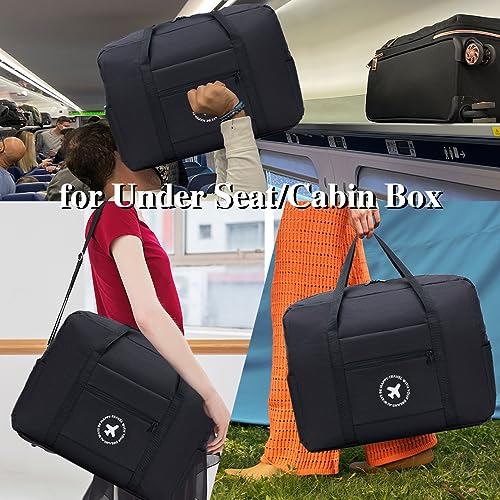 BAGZY Bolsa de Viaje Cabina 45x36x20 Plegable Bolsa de Hombro de Gimnasio, Deportiva Maleta de Mano, Weekend Equipaje Holdall Fines de Semana (40L Negro)