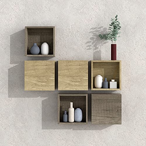 Baikal Armario Auxiliar Multiusos, Ideal para el baño o Espacios pequeños, alternativas para Dar más Orden al baño. Mueble de fácil colocación. Cubo Abierto 30 cm Nature