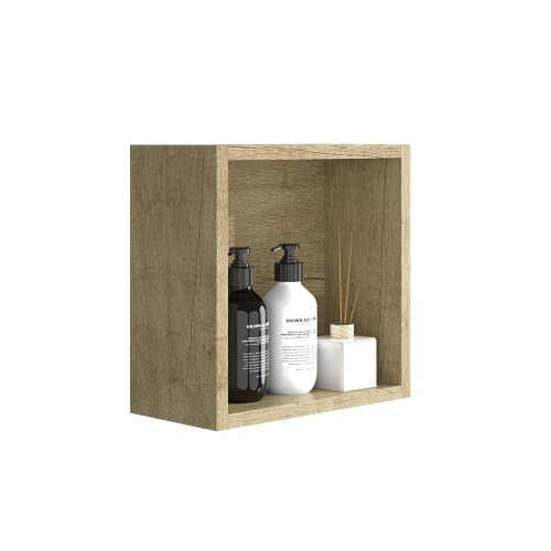 Baikal Armario Auxiliar Multiusos, Ideal para el baño o Espacios pequeños, alternativas para Dar más Orden al baño. Mueble de fácil colocación. Cubo Abierto 30 cm Nature