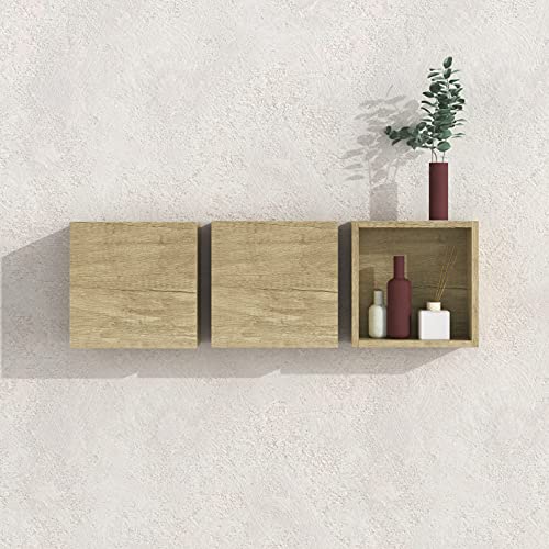 Baikal Armario Auxiliar Multiusos, Ideal para el baño o Espacios pequeños, alternativas para Dar más Orden al baño. Mueble de fácil colocación. Cubo Abierto 30 cm Nature