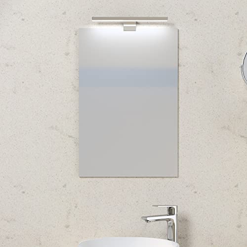 Baikal Espejo de Baño, Varias Formas y Medidas Disponibles. Opción con y Sin LED. Estilos Que se adaptan al baño o Cualquier Estancia del hogar. 40 x 60 cm Espejo con Aplique LED, 280034989