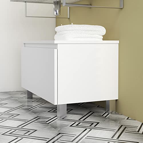 Baikal Mueble De Baño. Almacenaje para el Baño o Cualquier Espacio. Melamina 16mm. Mueble De Baño Auxiliar. Ideal para aseos o baños pequeños. Coqueta 71 cm Blanco