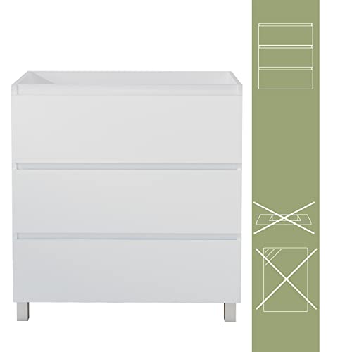 Baikal Mueble de Baño TRIX. Mueble 3 cajones, con Patas. Varios Acabados y Medidas. Mueble Montado. 3 Cajones 80 cm Blanco