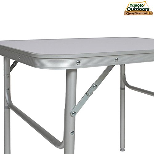 BAKAJI 90 x 60 Mesa Camping Picnic Aluminio 90x60x70 Plegable Maletín Plano Formica, Plateado, 90 x 60 x 70cm