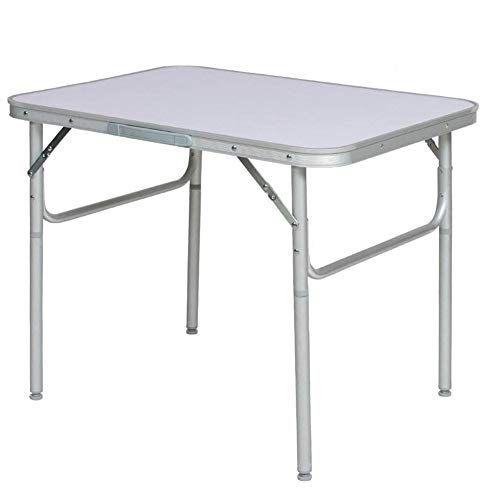 BAKAJI 90 x 60 Mesa Camping Picnic Aluminio 90x60x70 Plegable Maletín Plano Formica, Plateado, 90 x 60 x 70cm