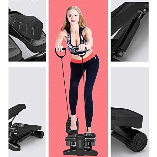 BAKAJI Stepper Entrenamiento Fitness Cardio Patas Vientre Laterales con Pantalla LCD Calorías y Tiempo Hombros Estructura de Acero Inoxidable Pedales Antideslizantes Color Negro