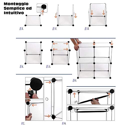 Bakaji Zapatero modular de 15 cubos para ahorrar espacio, mueble porta zapatos, compartimento de 2 estantes, capacidad para 60 pares, organizador portátil para entrada de casa