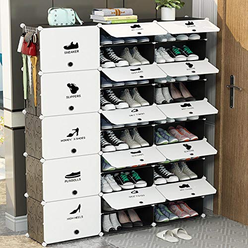 Bakaji Zapatero modular de 15 cubos para ahorrar espacio, mueble porta zapatos, compartimento de 2 estantes, capacidad para 60 pares, organizador portátil para entrada de casa