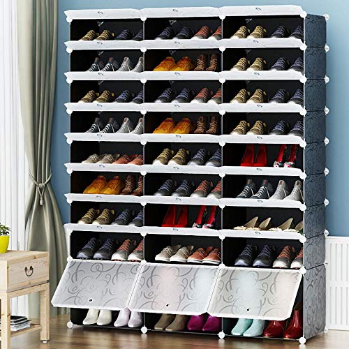 Bakaji - Zapatero modular de 27 cubos para ahorrar espacio, mueble porta zapatos, modular capacidad 54 pares, organizador portátil para entrada de casa, diseño moderno, tamaño 141 x 37 x 175 cm