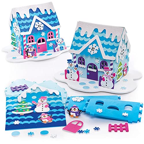 Baker Ross FX292 Casa del Muñeco de Nieve de Navidad - Paquete de 2, Kit de Decoración de Navidad