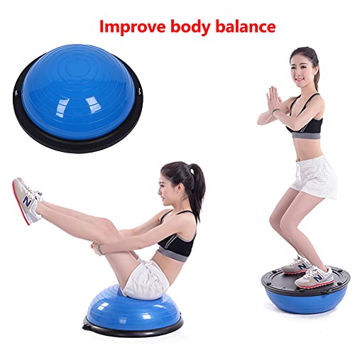 Balance Trainer Fitball Equilibrio Fitness Balón de Entrenamiento de Equilibrio 46cm con Banda Elásticas Stación de Equilibrio para Yoga Pilates Fitness (Azul)