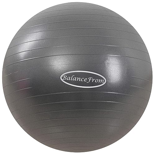 BalanceFrom Pelota de Ejercicio antiestallidos y Antideslizante, Pelota de Yoga, Pelota de Fitness con Bomba rápida, Capacidad de 2 Libras (38-45 cm, S, Gris)