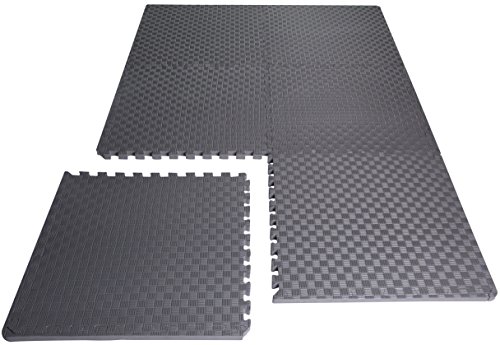 BalanceFrom Tapete de ejercicio extra grueso de 1 pulgada con azulejos entrelazados de espuma EVA para MMA, ejercicio, gimnasia y suelos protectores de gimnasio en casa (gris)