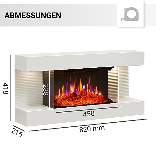 BALDERIA Chimenea eléctrica de pie IDA | Efecto de Llama 3D | Calefacción eléctrica 1800 W | con Mando a Distancia, Control de Arranque, Temporizador y termostato