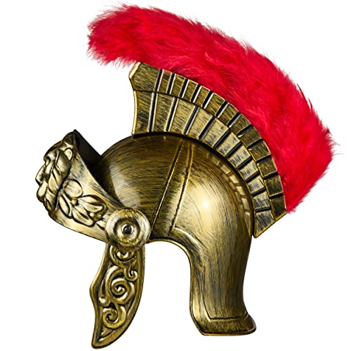 Balinco Casco Romano | Casco Romano Oro | Guerrero | Luchador Romano | Gladiador Romano - para damas y caballeros como el accesorio perfecto para un disfraz romano