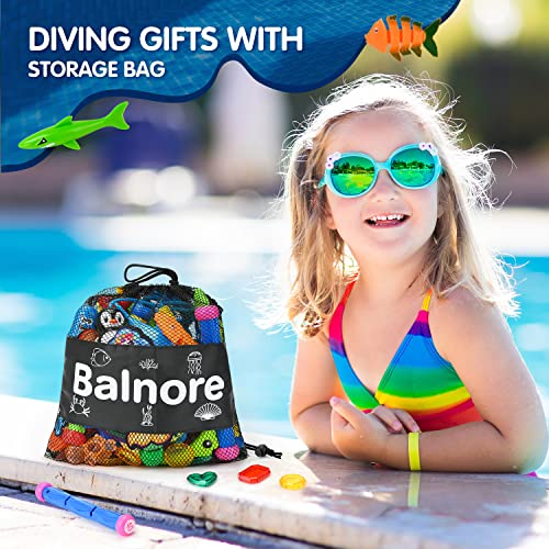 balnore Juguetes de Buceo, 40PCS Juegos de Agua con Puerta de Buceo Anillo de Buceo Bandidos Torpedo Juegos de Piscina para Niños con Bolsa de Transporte Juguetes de Entrenamiento para Piscina