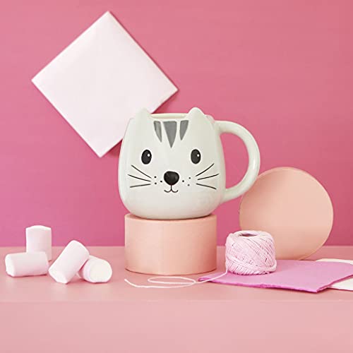 Balvi Mug Kitty Color Gris Taza en Forma de Cabeza de Gato Capacidad 400ml Apta para lavavajillas y m