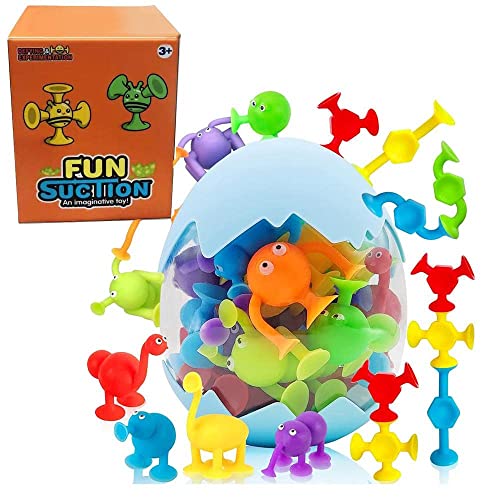 Bambebe Juego de Ventosas para Niños, Juguetes Bañera Bebe, 27 Piezas Juguetes de Succión para Bebés, Juguetes Sensoriales Interactivos, Juguetes de Baño para Niños