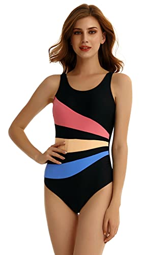 Bañador de Mujer Deportiva Traje de baño Sexy Entrenamiento de bañador Deportivo Control Abdominal Adelgazamiento bañador(XXL, J6)