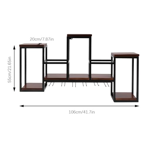 banborba Botellero de metal + madera para comedor, restaurante, bar, estante de botellas de pared, estante de vino de madera de metal, estante de vino vintage de madera, 106 x 20 x 55 cm para bar,