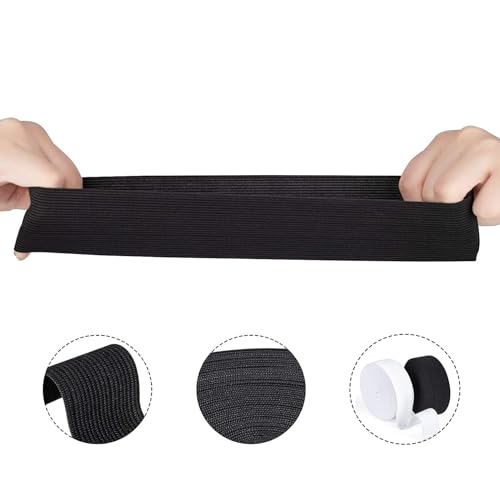 Banda de Goma para Coser,Cinta Elástica de Costura de 2m,Cinta Elástica de Costura,Goma Elástica de Costura,Cinta Elástica de Coser,para el Hogar Manualidades de Costura DIY,2 Piezas (Blanco,Negro)