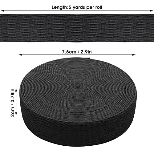 Banda Elástica de 10m para Coser Bandas Elásticas Negras Banda Elástica de Punto Altamente Elástica de 20mm de Ancho para Coser en Casa