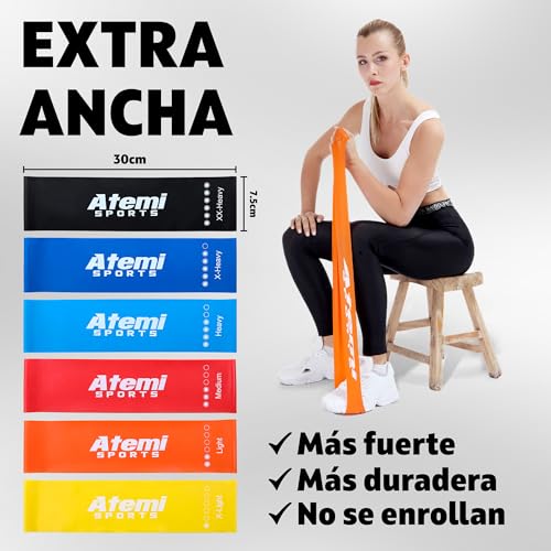 Banda Elástica Fitness [Extra Ancha] | Bandas de Resistencia para Glúteos, Piernas, Caderas | Cintas Elásticas Musculacion para Mujeres u Hombres [VENDIDOS Individualmente] (#3 Rojo (Medio))