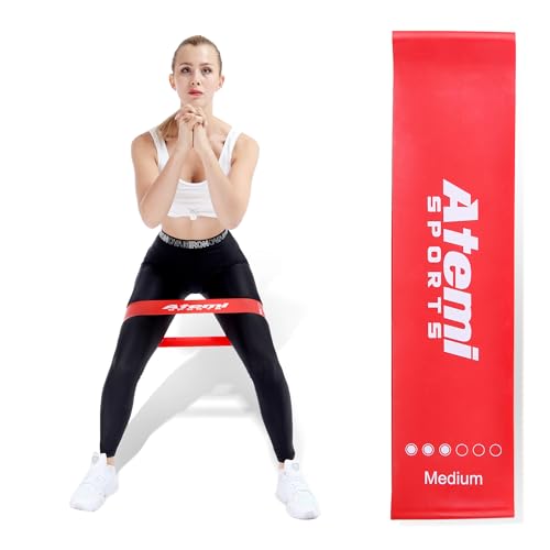 Banda Elástica Fitness [Extra Ancha] | Bandas de Resistencia para Glúteos, Piernas, Caderas | Cintas Elásticas Musculacion para Mujeres u Hombres [VENDIDOS Individualmente] (#3 Rojo (Medio))